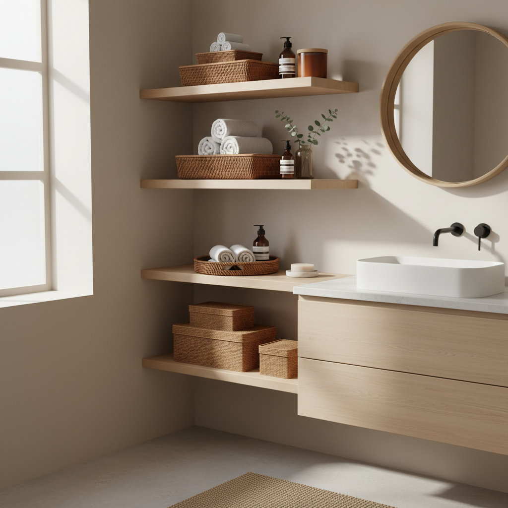 Baño escandinavo cestas ratán