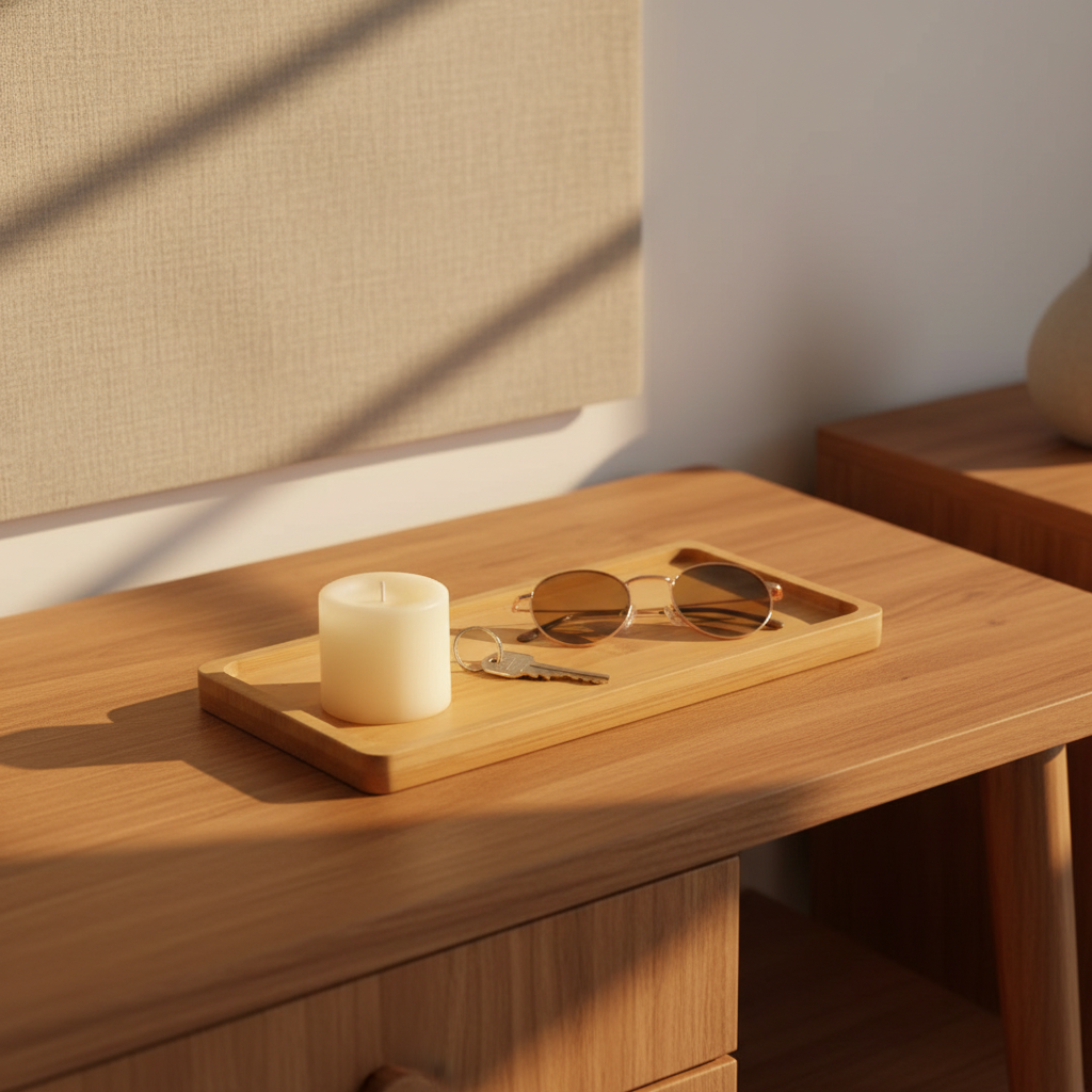 Bandeja Decorativa de Bambú | Organizador Minimalista para Cocina y Baño