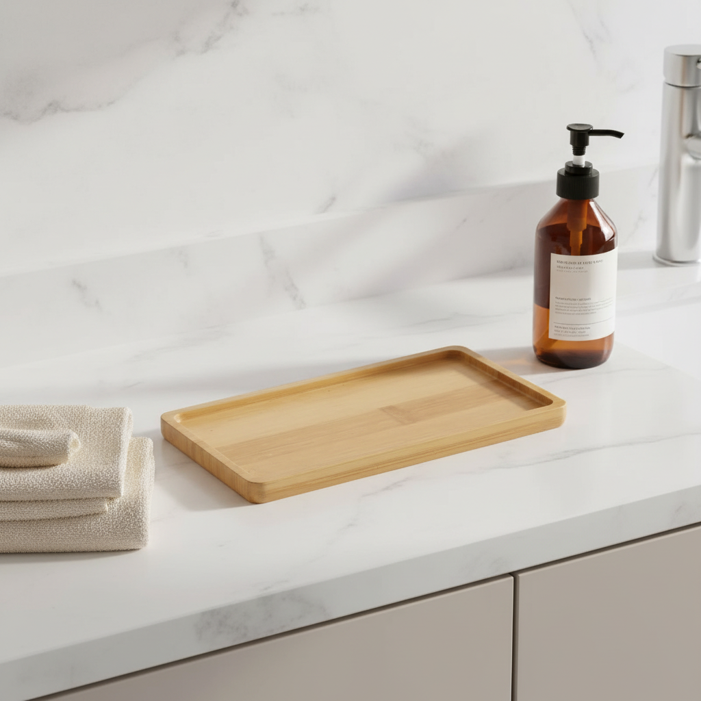 Bandeja Decorativa de Bambú | Organizador Minimalista para Cocina y Baño