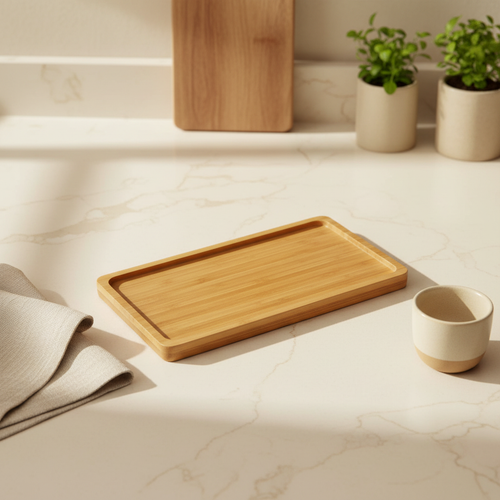 Bandeja Decorativa de Bambú | Organizador Minimalista para Cocina y Baño
