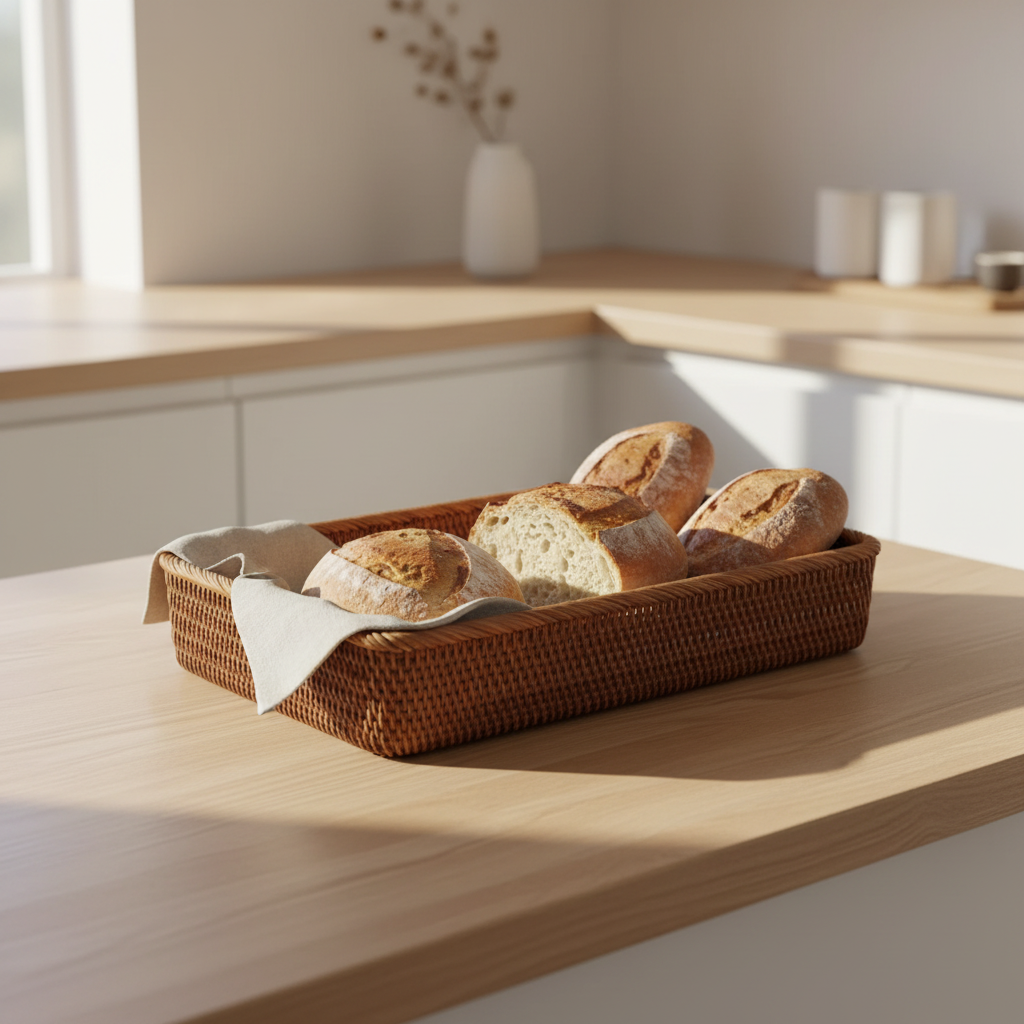 Cocina con cesta ratán